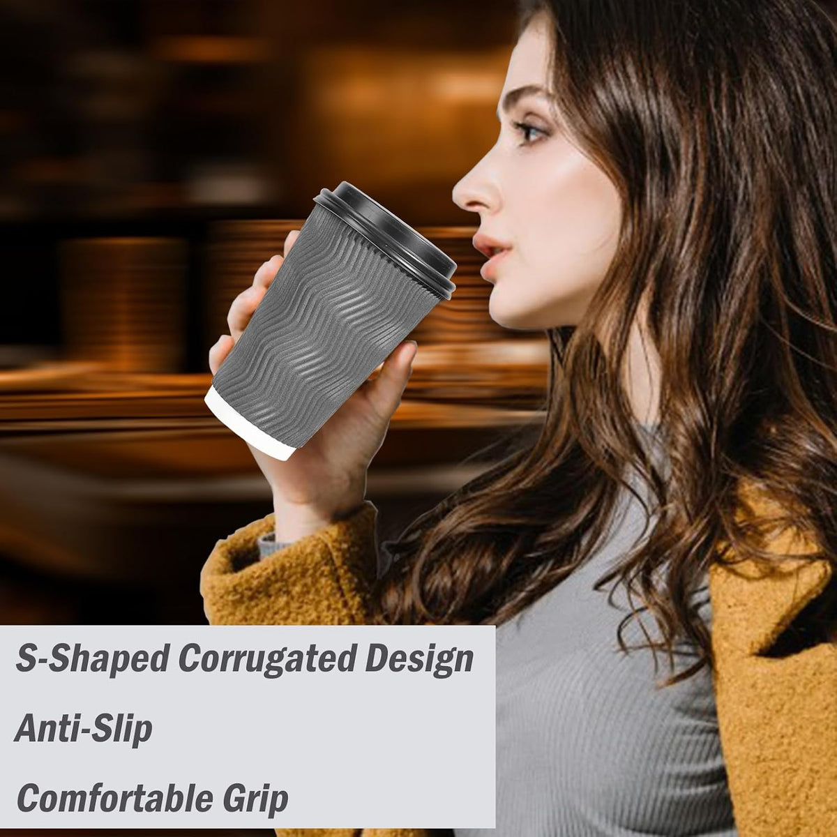 50 Pack 16 oz Insulated Disposable Coffee Cups with Lids