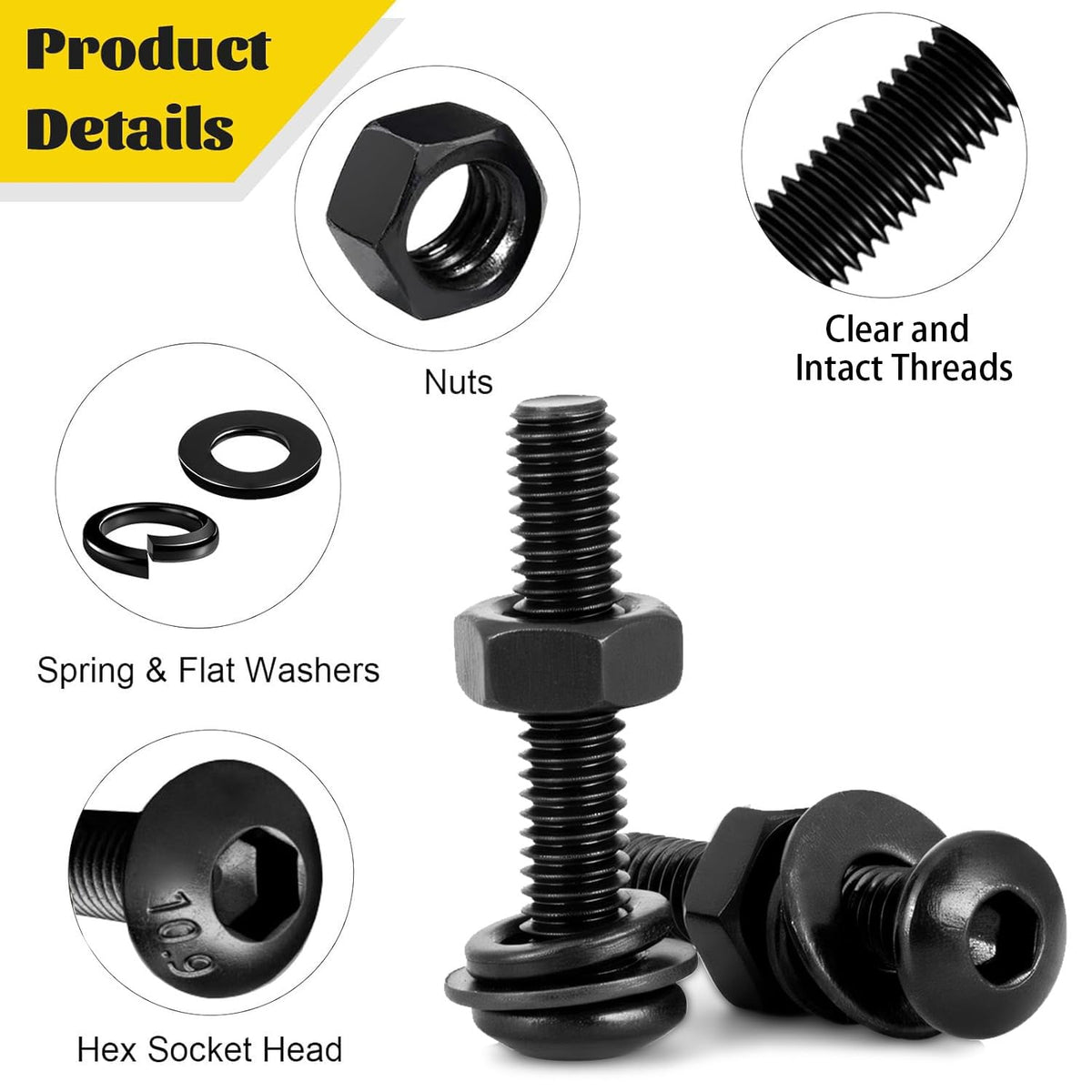 1080PCS M3 Button Screws Assortment Kit, M3x6/8/10/12/16/20/25/30 mm
