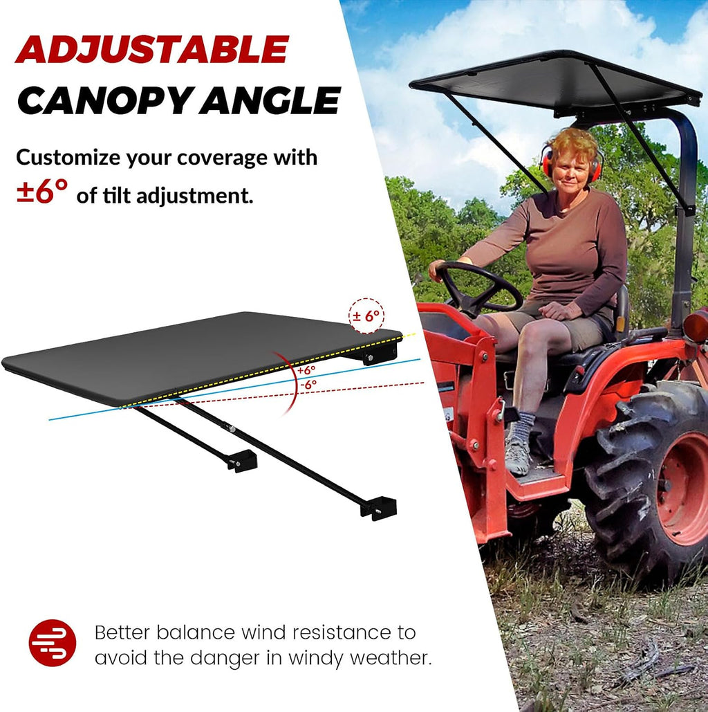 Universal Tractor Canopy for ROPS, UV-Resistant Sunshade | Fits compact tractors, riding mowers, zero-turn mowers and