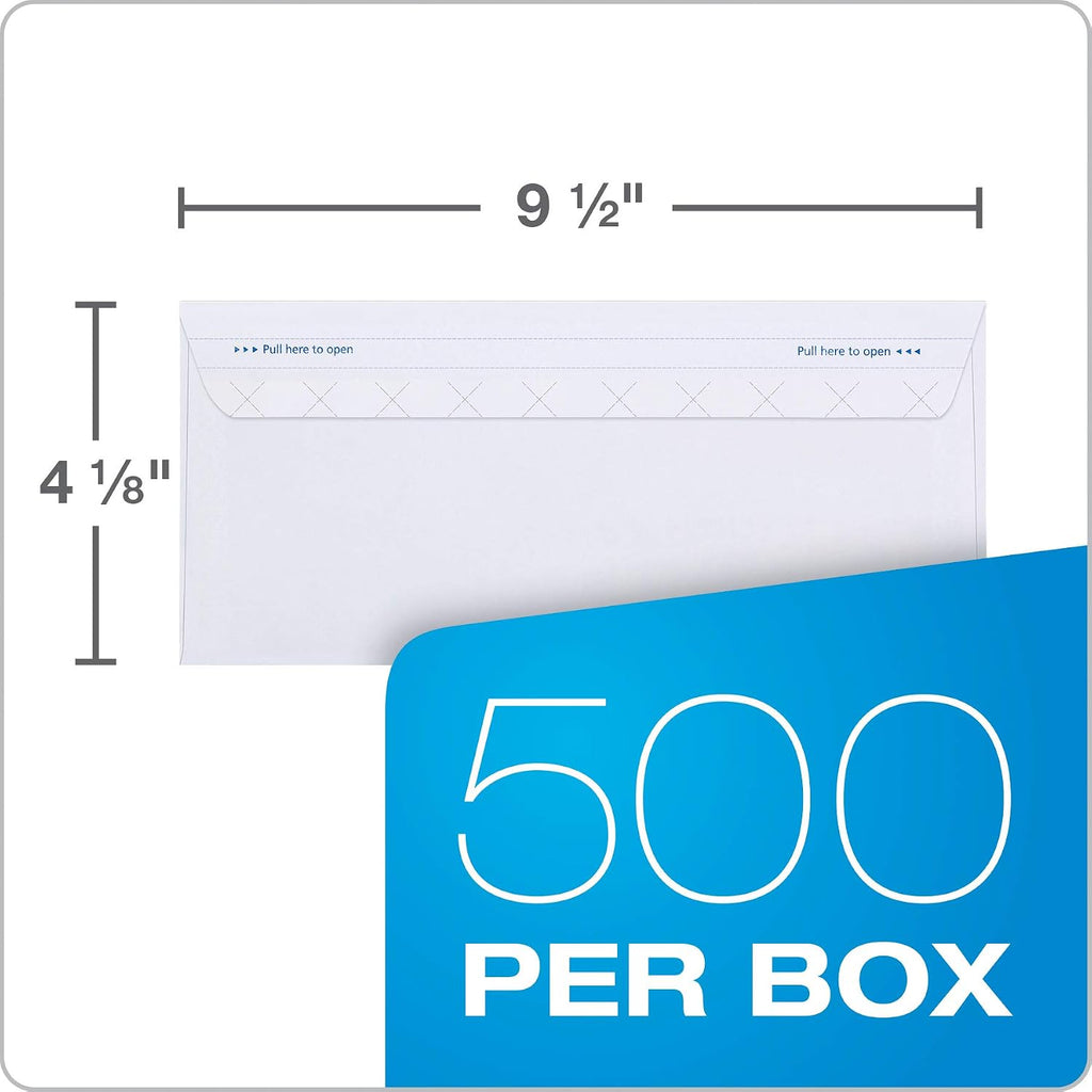 #10 Security Envelopes, 500 Pack, Self Seal Envelopes for Business Mailings, Tamper Evident, No Window, 4-1/8 x 9-1/2