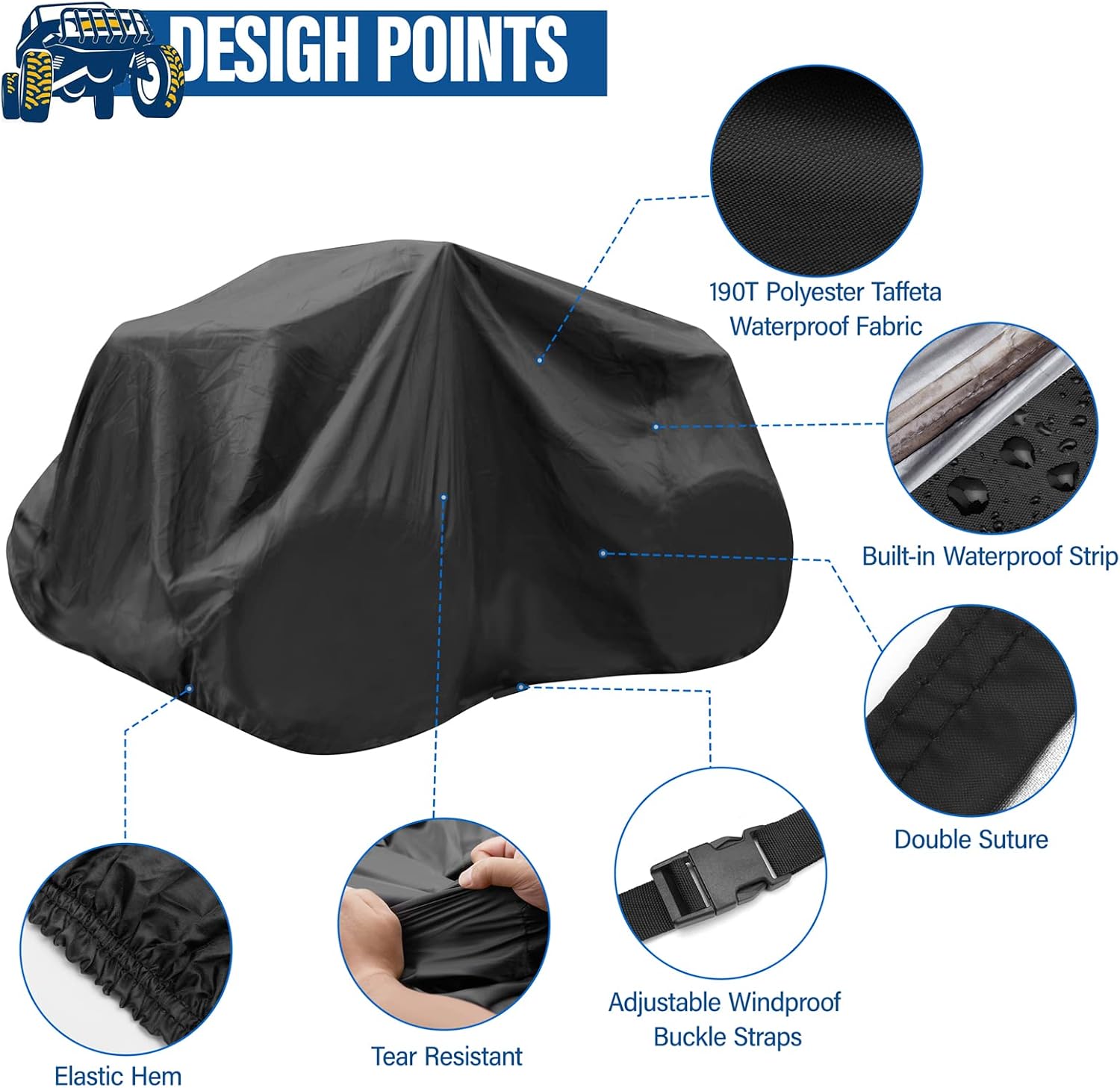 ATV Cover Waterproof, Heavy Duty Windproof Quad Covers, All Weather Protection 4 Wheeler Covers fit for Kawasaki