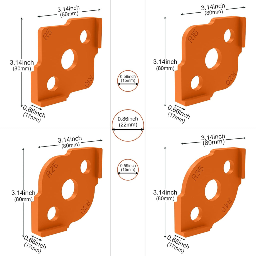 Radius Jig Router Templates Corner Radius Routing Templates, ABS+CNC high Hardness Processing Glue, Routing Rounded