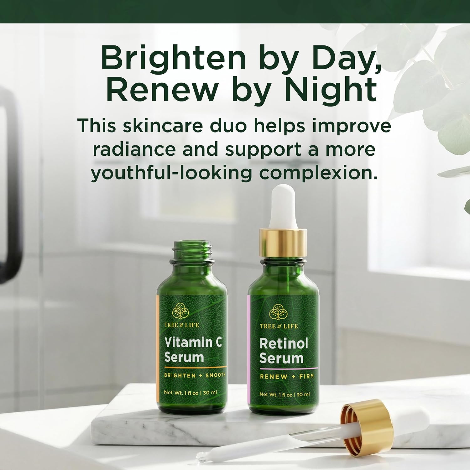 Beauty Facial Skin Care Set, Brightening, Firming, Hydrating, Dry Face, Dermatologist Tested - Vitamin C Serum