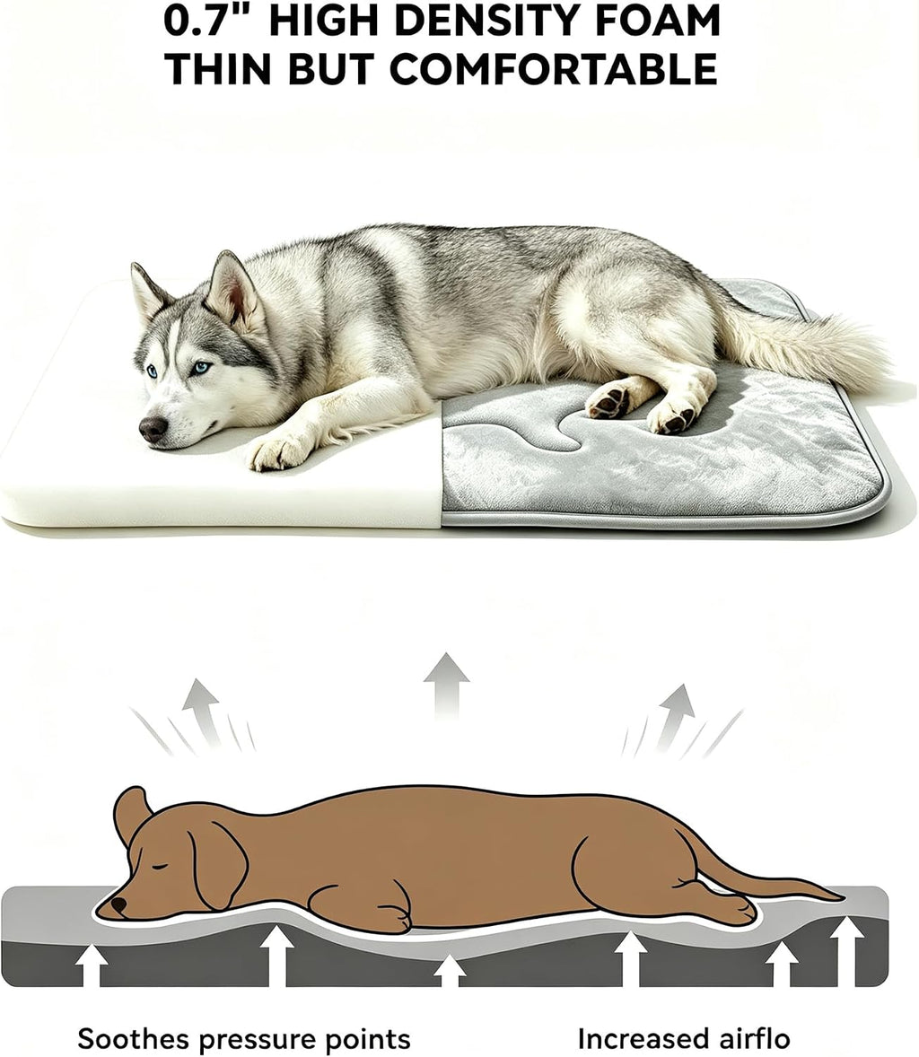Washable Dog Crate Pad, Plush Back & Cooling Front Indoor Large XL XXL