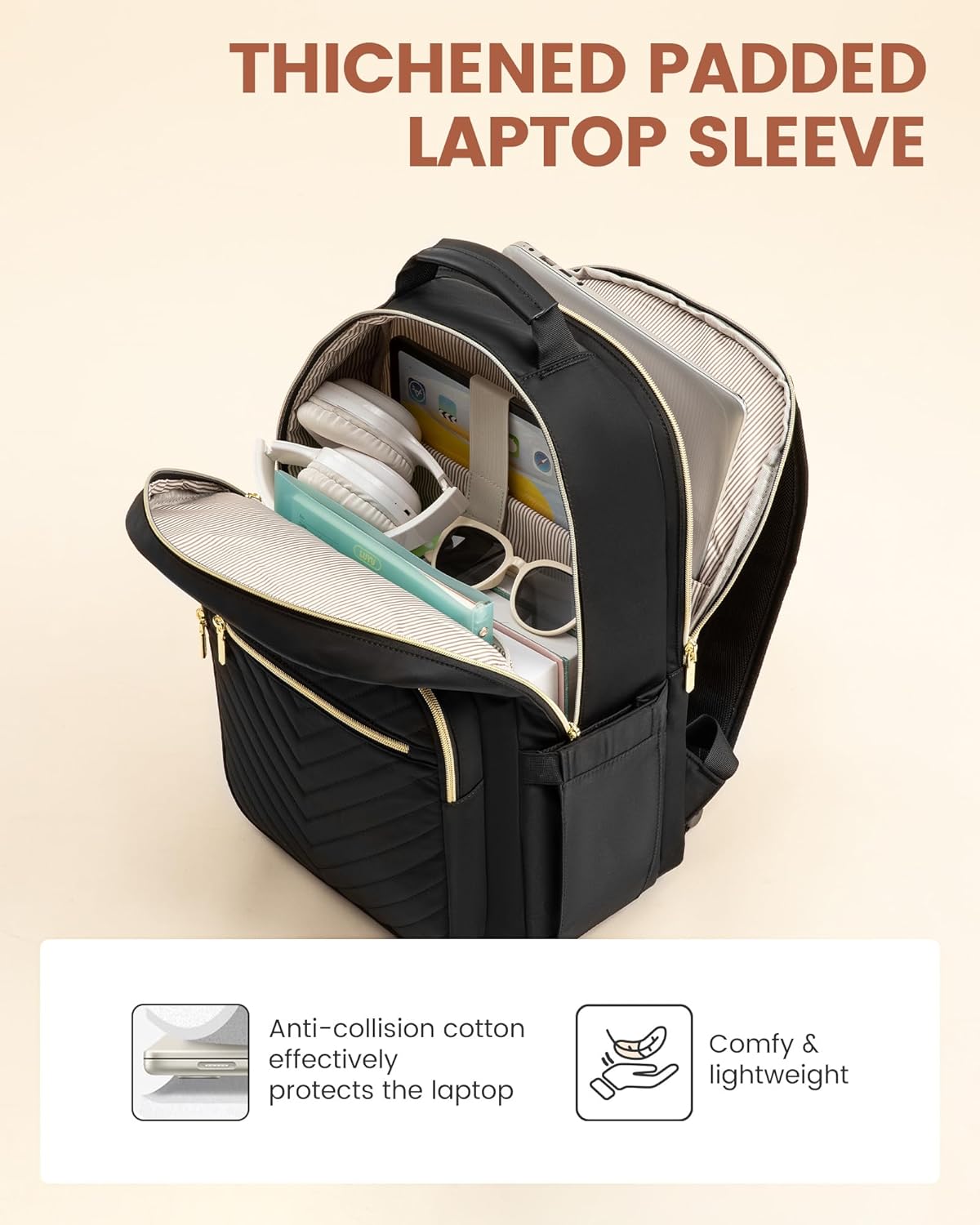 Laptop Backpack for Women with Giant Tumbler Holder 17.3 inch,Designer Travel Backpack Laptop Bag College