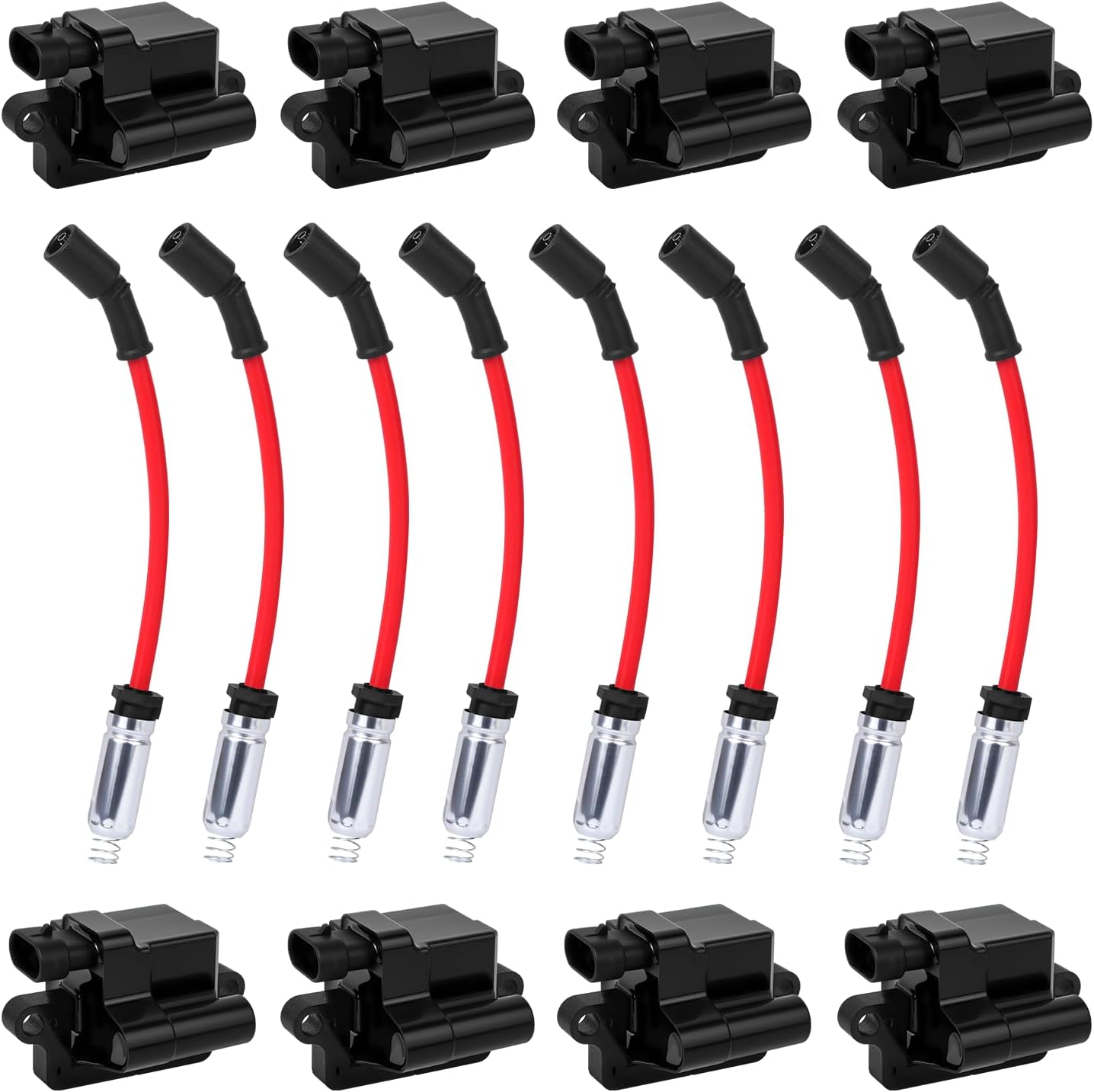 Coil Packs and 10.2mm Spark Plug Wires for Chevy GMC LS 4.8 5.3 6.0 6.2 V8 | Fits Silverado Tahoe Sierra Suburban