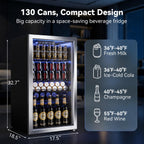 130 Can Beverage Refrigerator, 3.2 Cu.Ft Mini Fridge Beverage Cooler