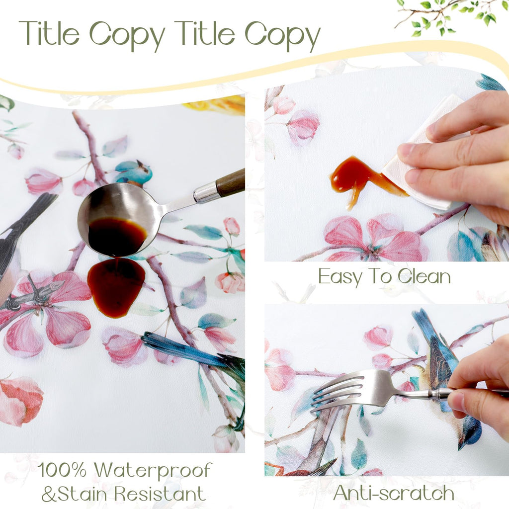 Waterproof Vinyl Tablecloth, Rectangle 54 x 108, Bird