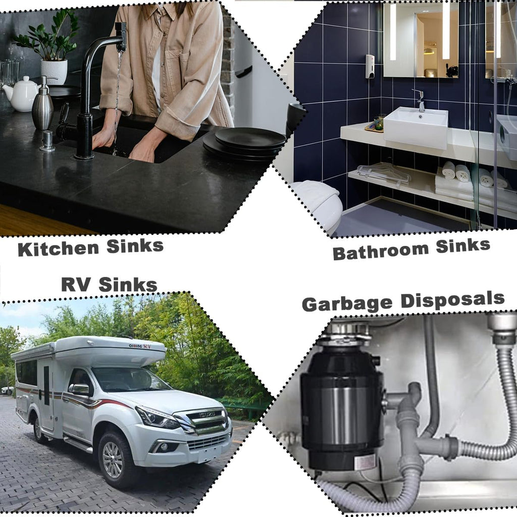 2-Pack Flexible Sink Drain Pipes with P-Trap - With Compatibility for Both 1 1/4" and 1 1/2" Sink Openings, Fit For