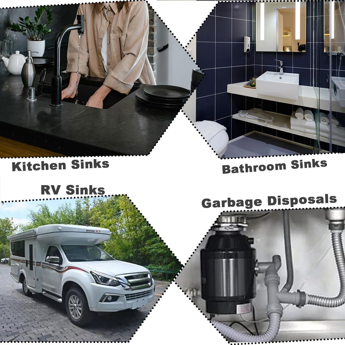 2-Pack Flexible Sink Drain Pipes with P-Trap - With Compatibility for Both 1 1/4" and 1 1/2" Sink Openings, Fit For