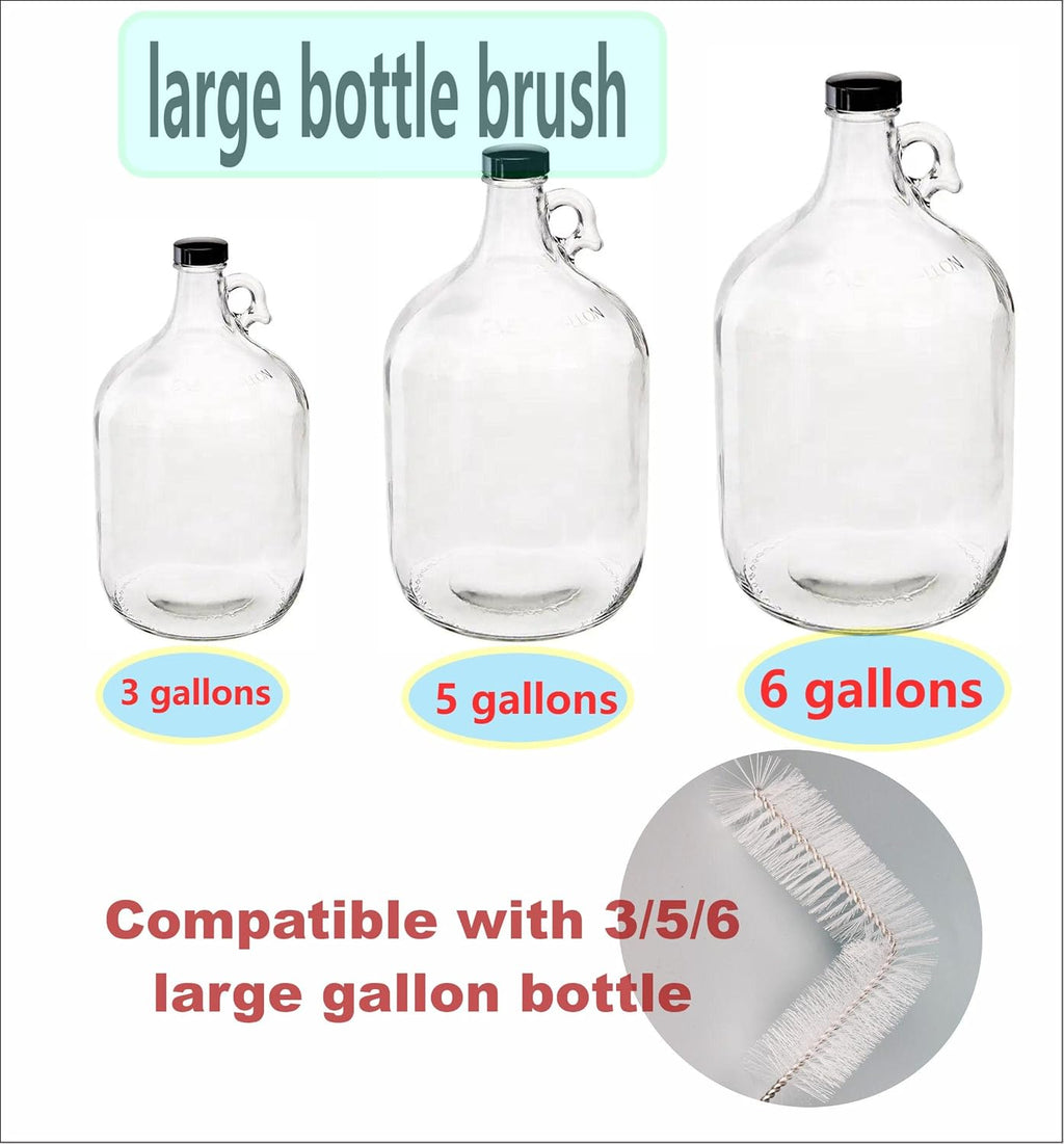 Carboy Brush, Cleaning 2 Piece 30 inch Nylon Brushes, and Stainless Steel Extended Handle Water Bottle Brushes for 3