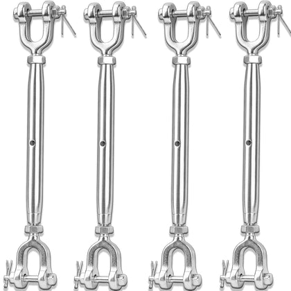 Turnbuckle, 4 Pack 1/4 (M6) 304 Stainless Steel Turnbuckle, 1600 lb WLL