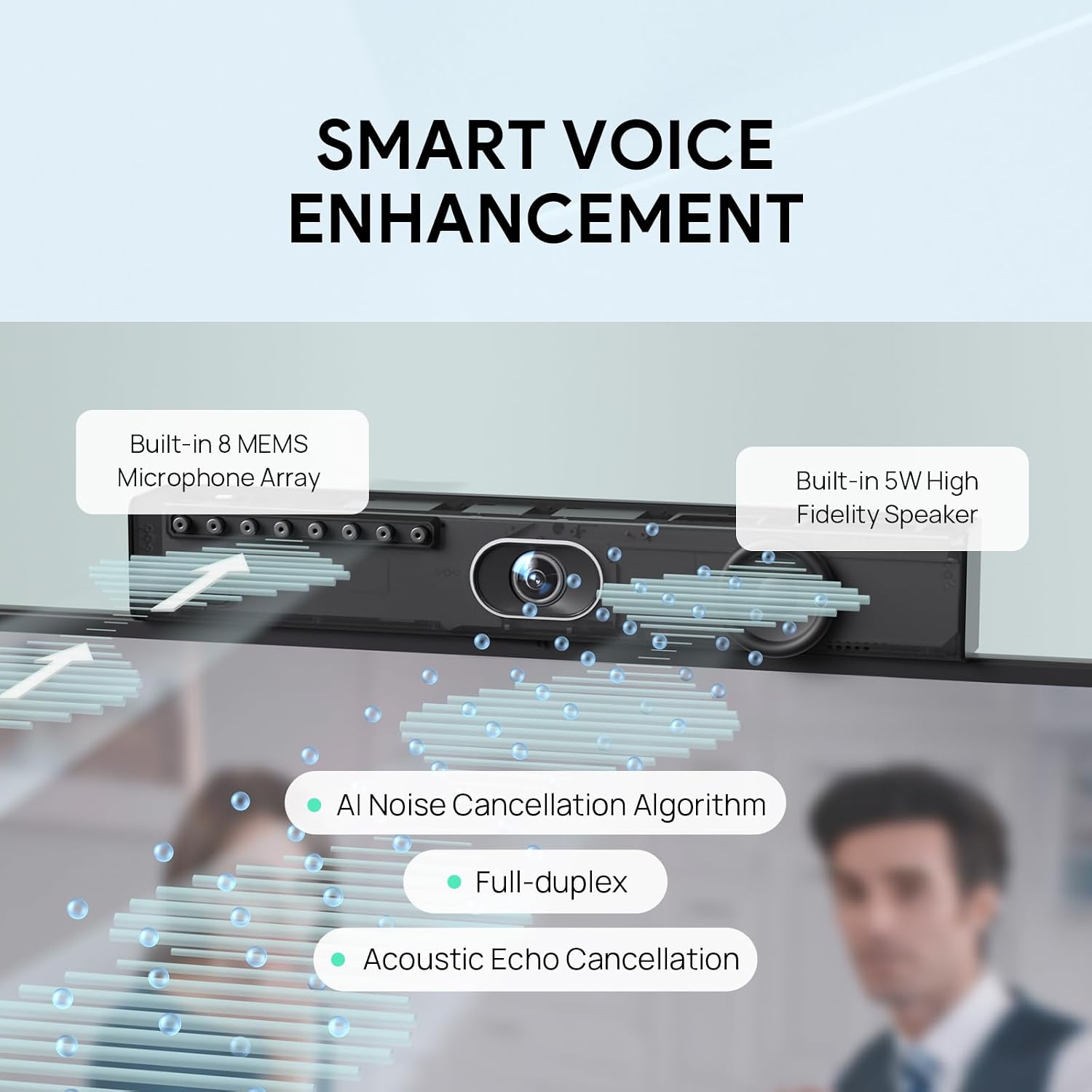 UVC40 E2 4K All-in-One USB Video Conference Camera, Teams & Zoom | 120° Wide-Angle Lens, Built-in 8 Microphone Array