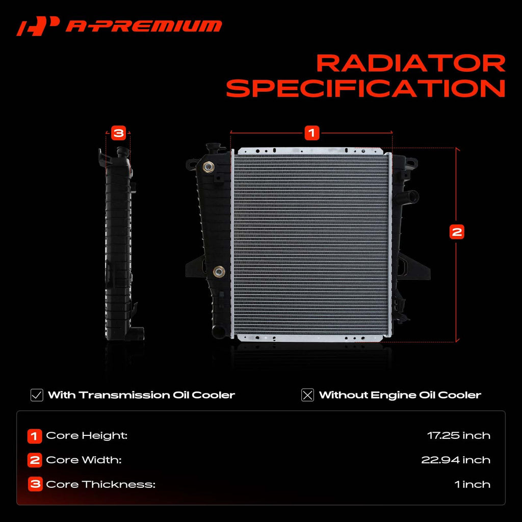 A-Premium Engine Coolant Radiator Assembly with Transmission Oil Cooler