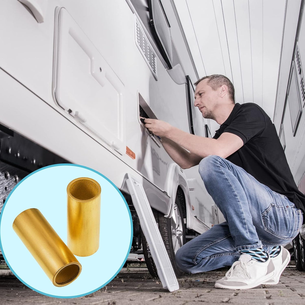 6 Pcs Trailer Spring Bushing Kit Brass for Axle Double Eye Leaf