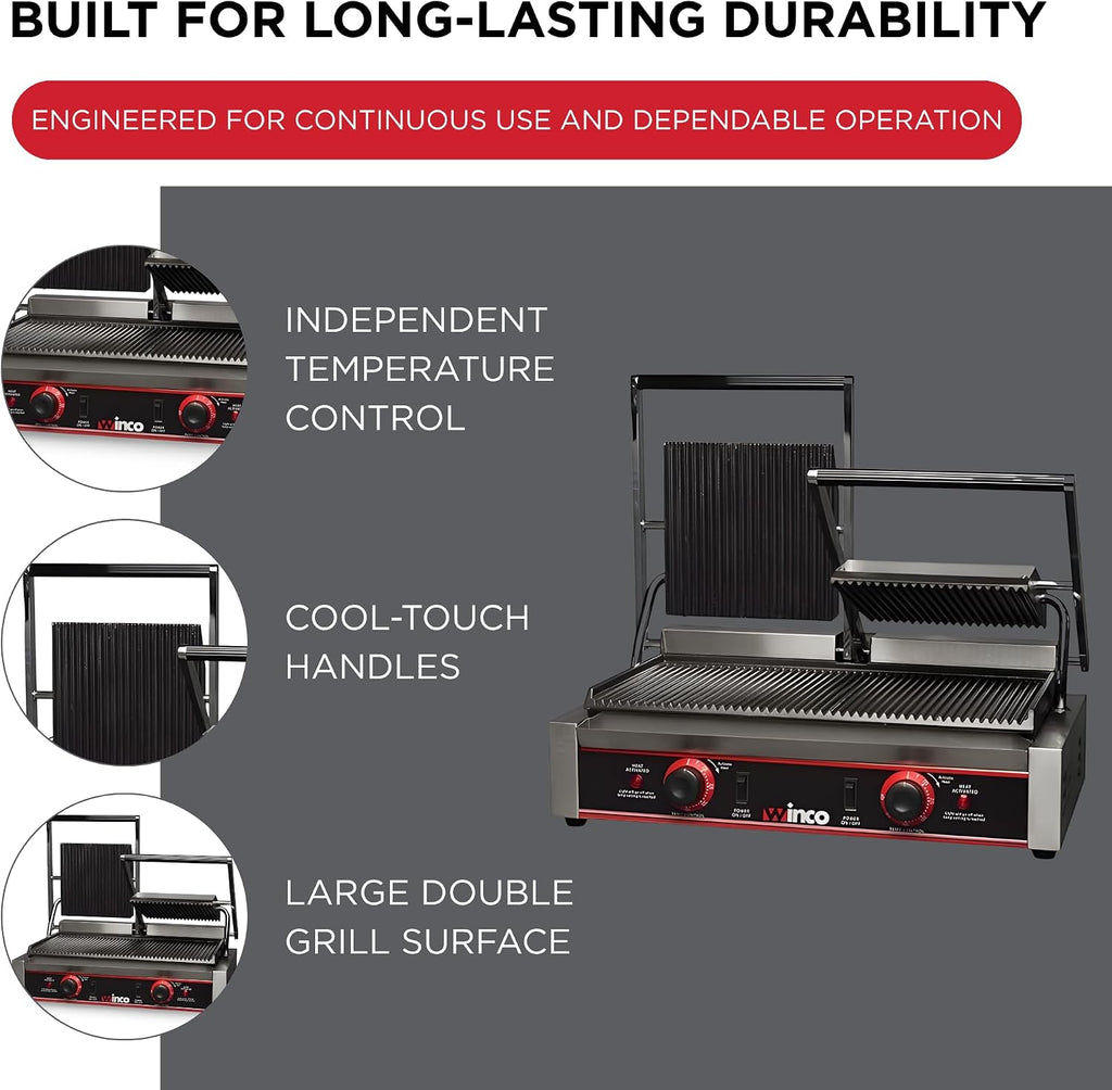 9" Double Commercial-Grade Panini Grill Press
