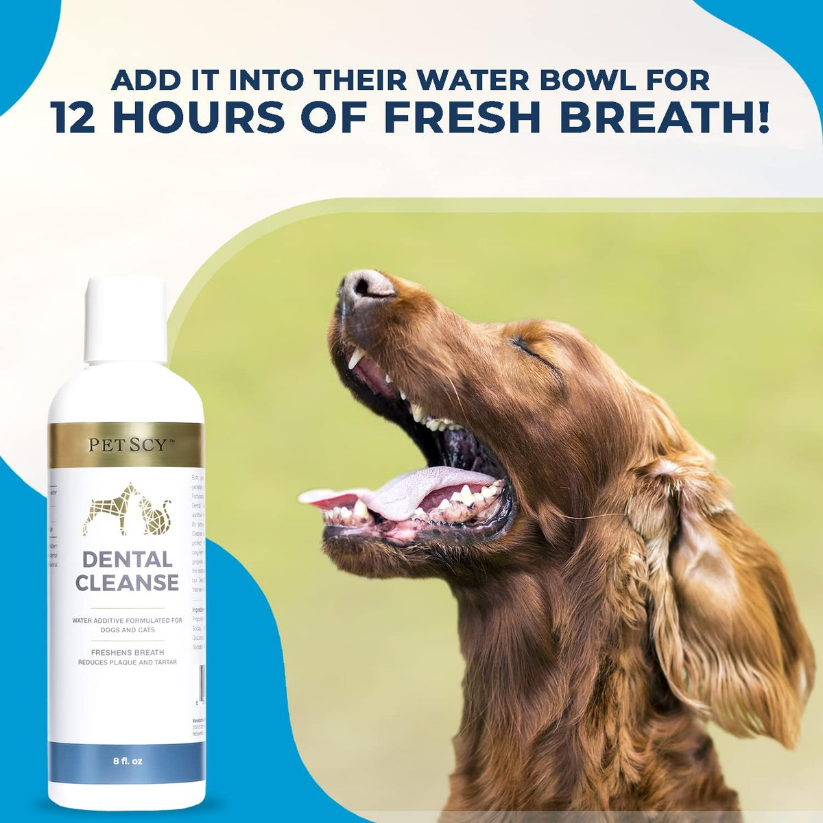 Dental Cleanse, All-Natural Cat & Dog Tartar Remover for Teeth, Cat & Dog Water Additive for Dental Care, Suitable