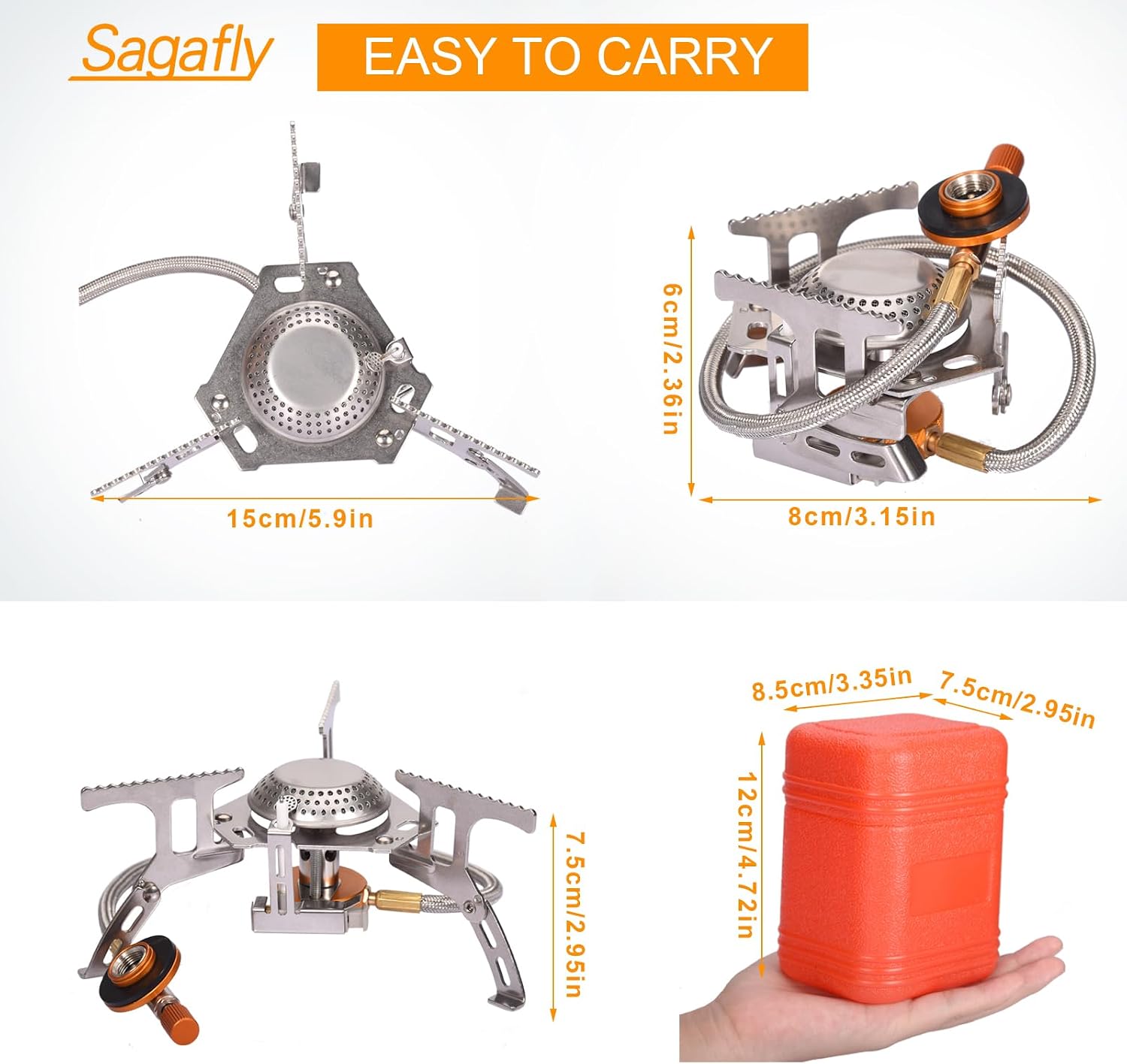 Portable Camping Gas Stove with 1LB Propane Tank Adapter | Foldable Camp Stove Backpacking Stove with Piezo Ignition