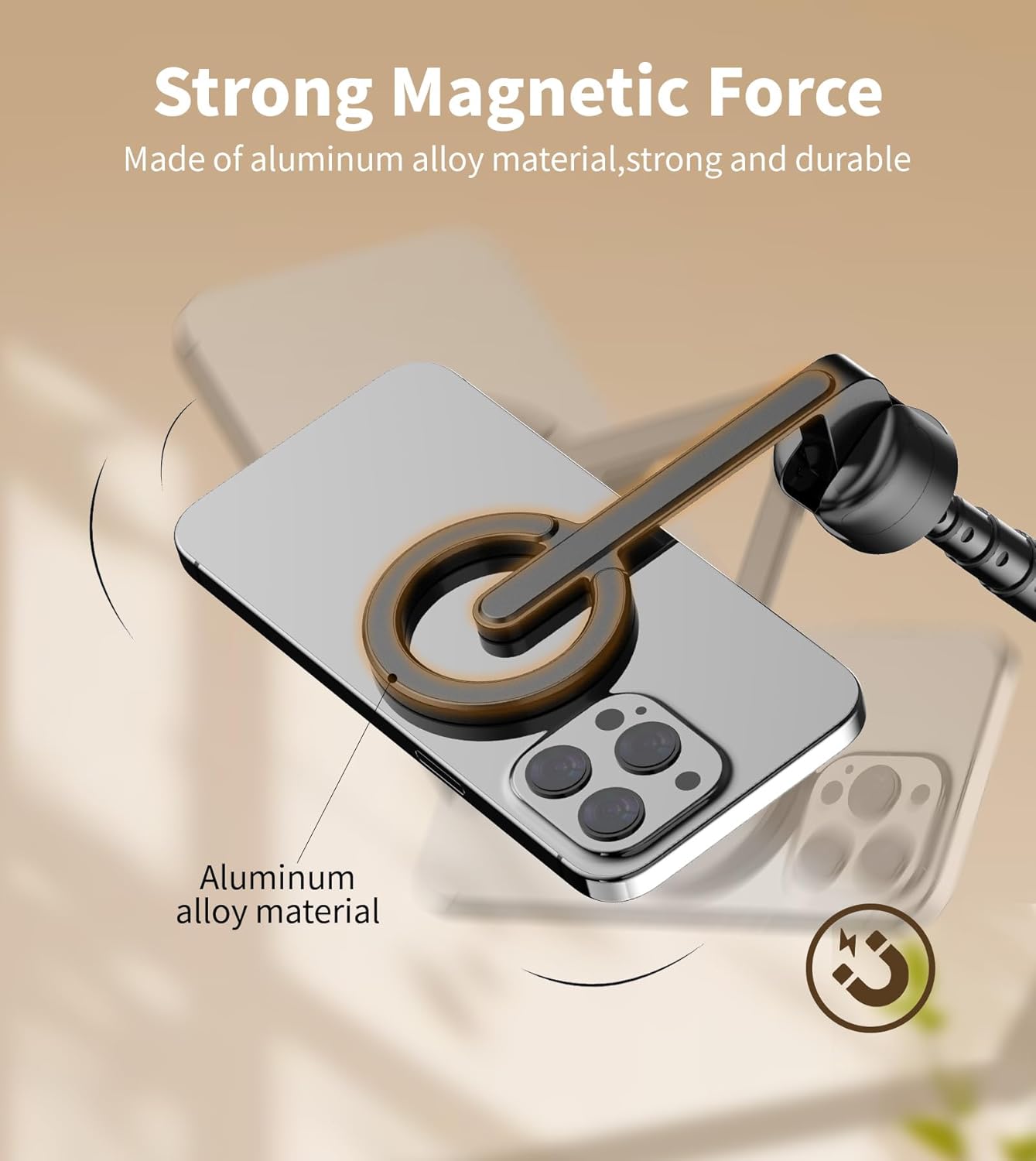 68" Magnetic Aluminum Phone Tripod Selfie Stick for iPhone & Android | Rechargeable Remote,360° Rotatable Foldable