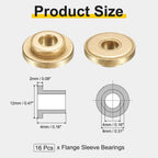 uxcell 16Pcs Flange Sleeve Bearings, 4mm Bore x 8mm OD x 4mm Length, Self-Lubricating Sintered Bronze Bushings
