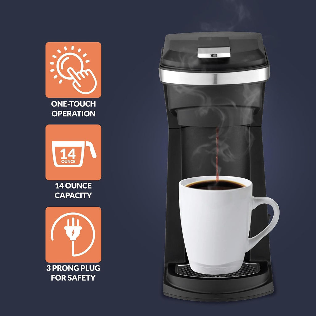Newhouse Single Serve Coffee Maker compatible with K-cups Water Reservoir, Versatile Ground Coffee & K-Cup