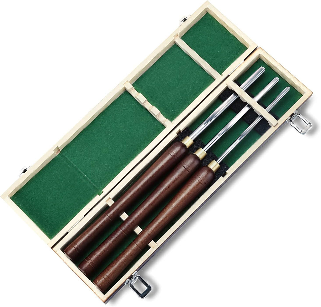 Woodturning Bowl Gouge Set, 3 Pieces 22.5” Wood Lathe Bowl Turning Tools, 1/4 Flute, 3/8 Flute, and 1/2 Flute, with