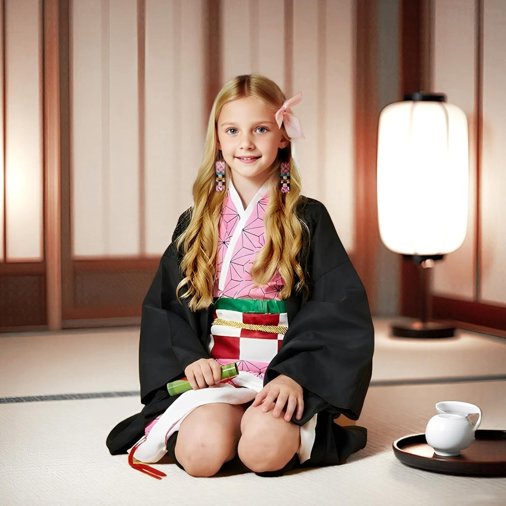 Kamado Anime Cosplay Costume Kimono Outfit, Anime Costume Kids Halloween Costume, Halloween Costume for Boys Girls