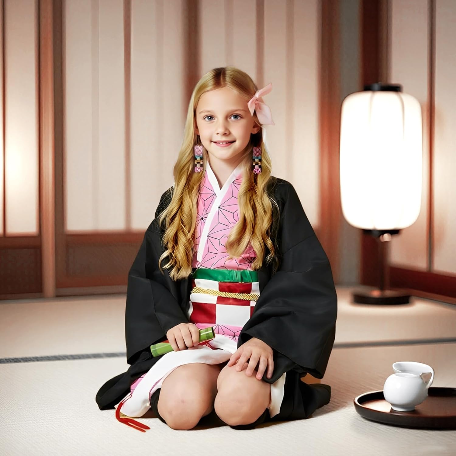 Kamado Anime Cosplay Costume Kimono Outfit, Anime Costume Kids Halloween Costume, Halloween Costume for Boys Girls