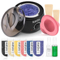 Waxing Kit, Painless Hair Removal Wax Warmer with 6 Bags Wax Beans(Dark Black)