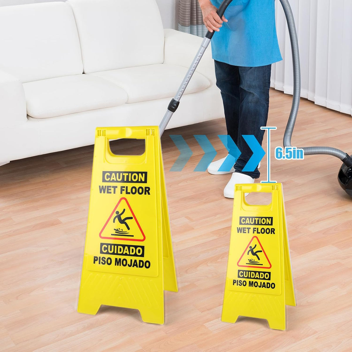 6 Pack 24 IN Caution Wet Floor Sign Bilingual Foldable Safety Sign | Safety Warning Signs Wet Floor Sign Commercial