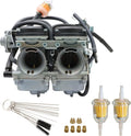 Priprilod Dual Carburetor Compatible with Ninja 250R EX250 EX250J 1988-2012 | Complete Carb Kit with Fuel Lines Tee Connector Gaskets | Replaces 15001-1433 15003-1602 15004-0020