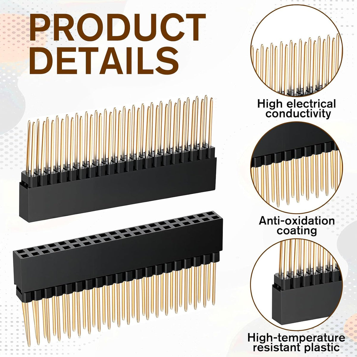 8 Pcs 2x20 (40 Pin) Extra Tall Female Header, 0.1 Inch Pitch Stacking Header for Pin Headers Socket 0.47in Needle Length