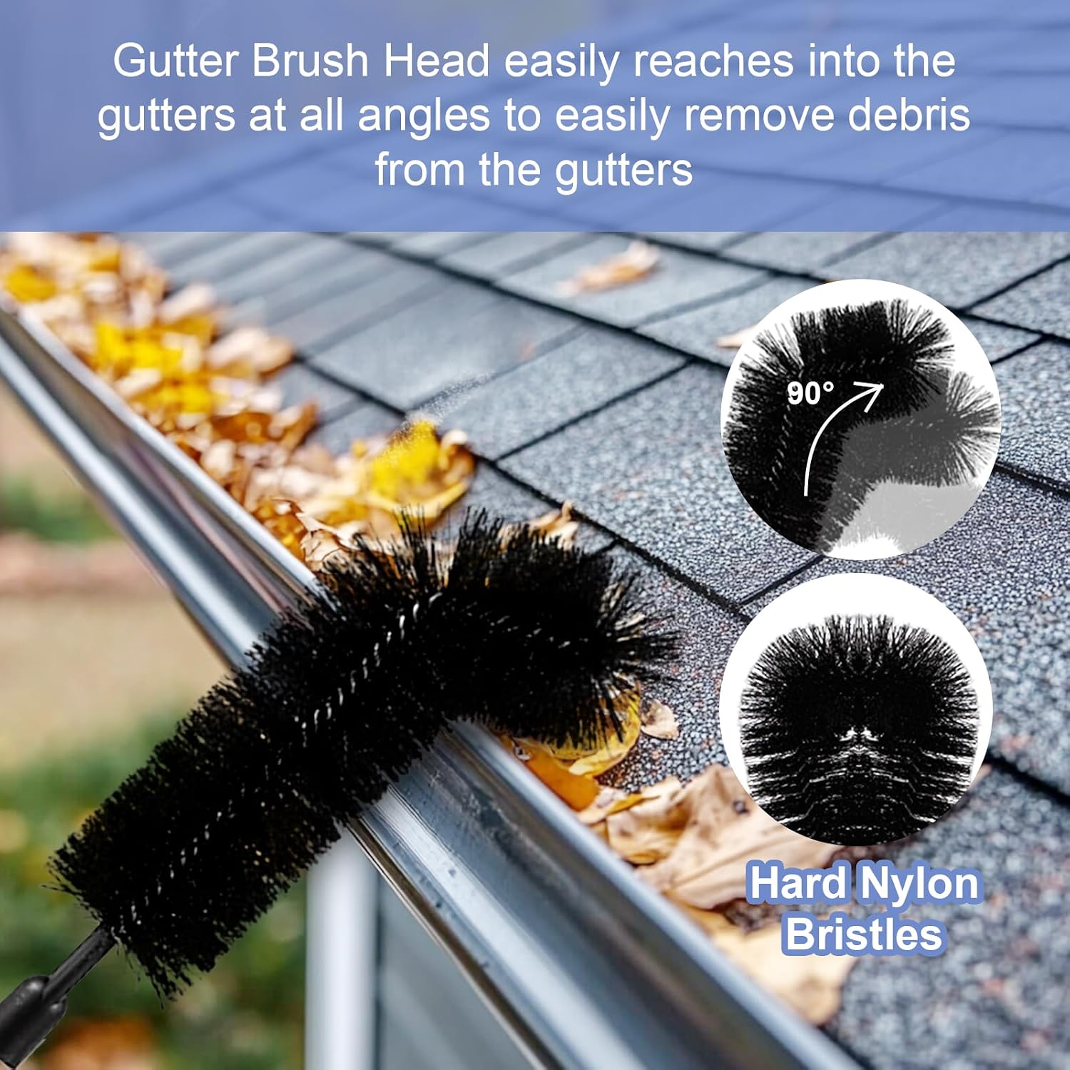 Gutter Cleaning Tools from Ground - 10.5FT Long Adjustable gutter Cleaner & Brush, No Ladder Needed | Rain Gutter