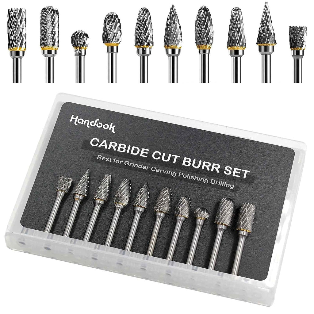 Handook Tungsten Carbide Double Cut Burr Set, 10pcs