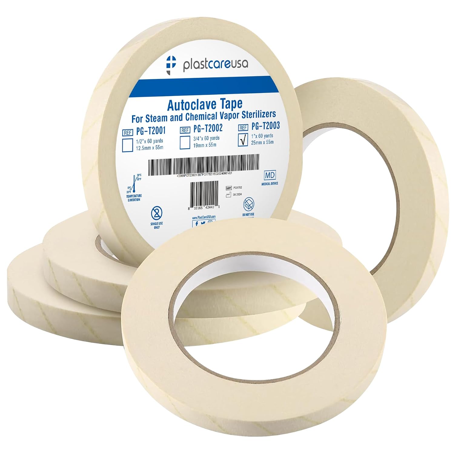 Autoclave Sterilization Tape (2-Pack, 1" x 60 Yards) - Dental, Medical, and Sterilizer Safe Adhesive Tape for Steam &
