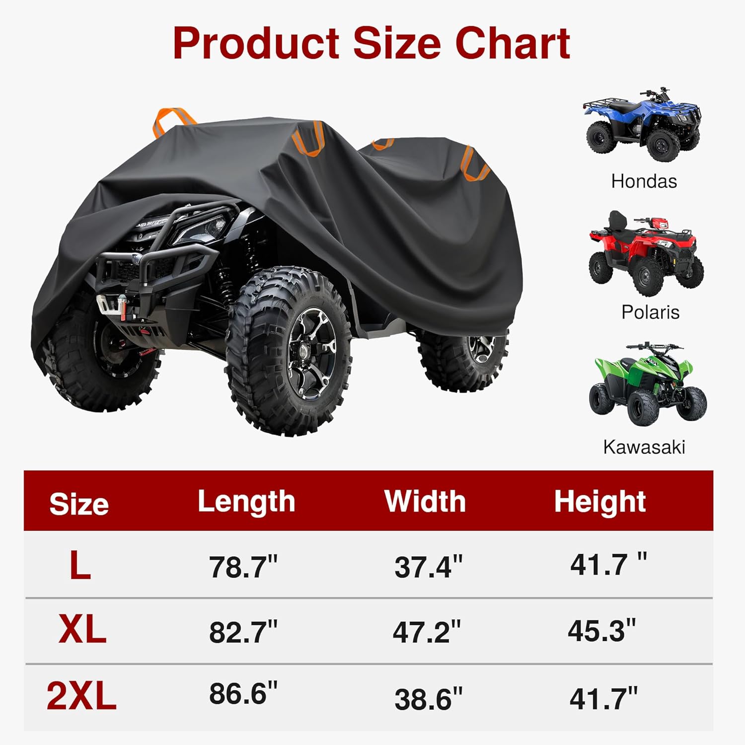 ATV Cover Waterproof Outdoor Heavy Duty Windproof Reflective Oxford | Windproof Buckle, Reflective Strips, UV