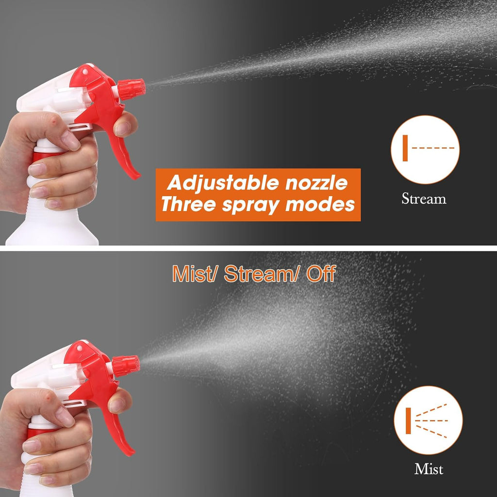 12 Pcs 16 Oz Plastic Spray Bottle, Adjustable Empty Reusable Sprayer for Cleaning, Planting, Water, Bathroom and