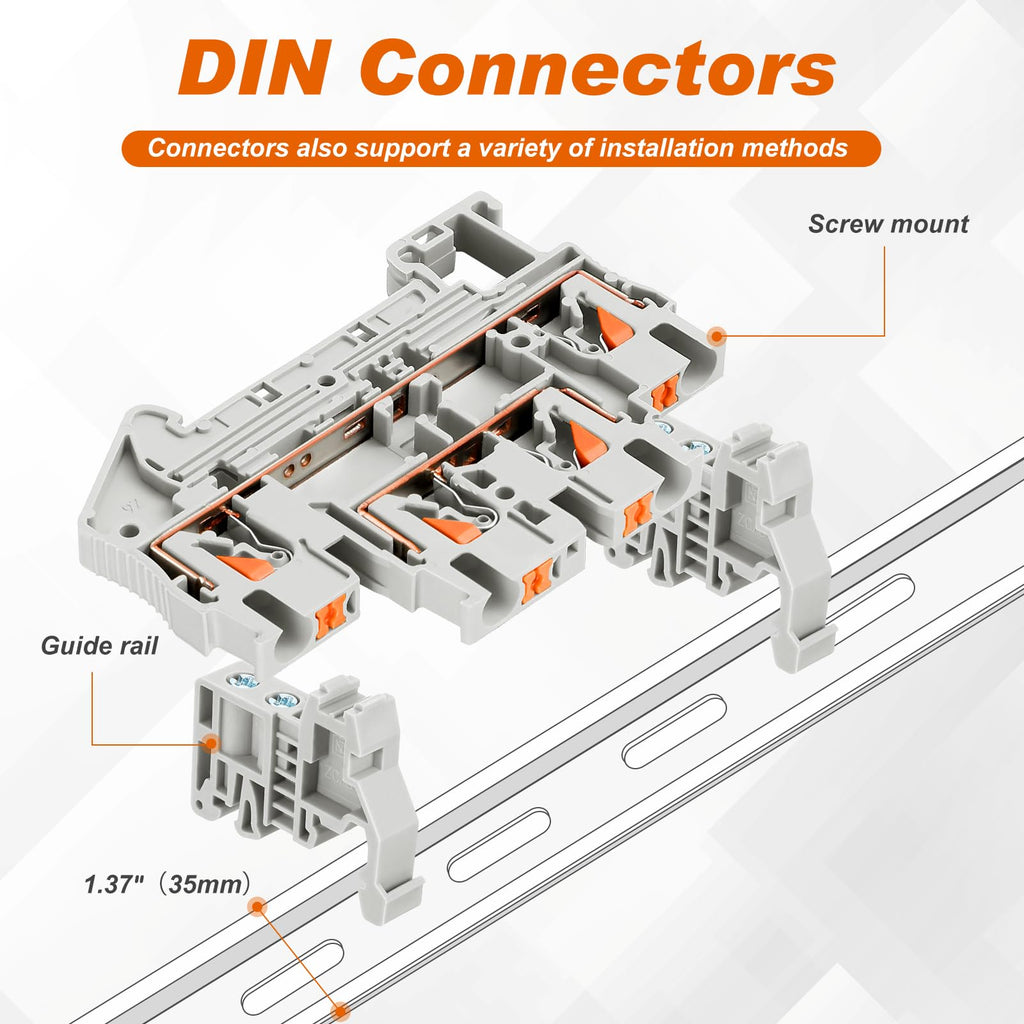 Din Rail Terminal Block,ST2-2.5/2-2,Push-in,Gray,56 Pcs