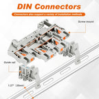 Din Rail Terminal Block,ST2-2.5/2-2,Push-in,Gray,56 Pcs