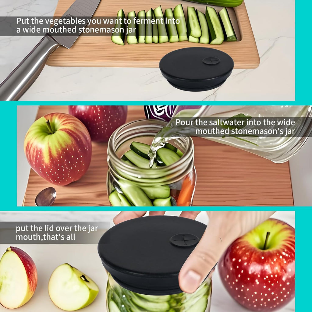 Silicone Fermenting Lids Waterless Airlock Fermentation Tops Wide Mouth Fermenter Caps for Pickles, Kimchi and