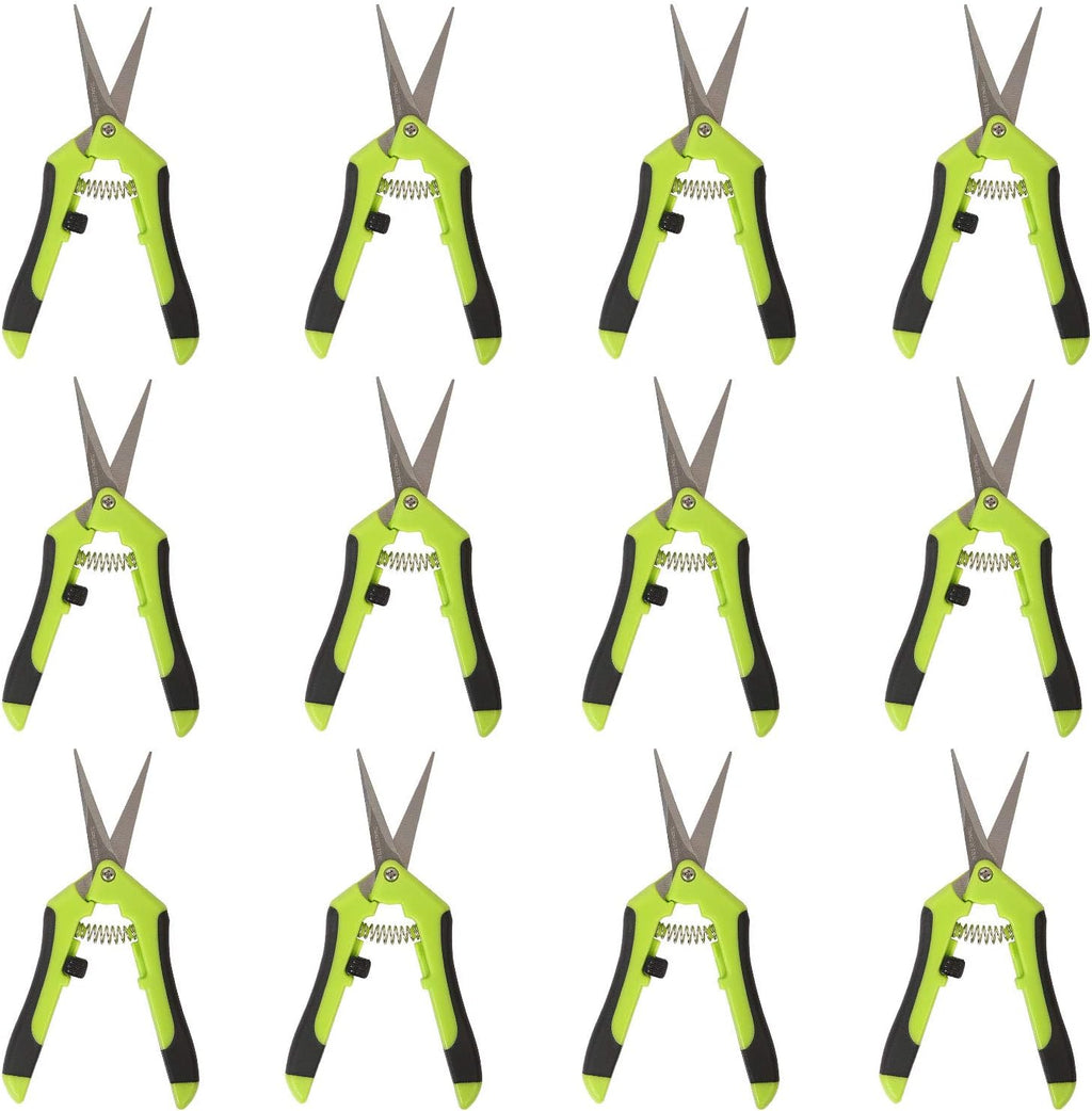 12 Pack 6.5 Inch Bud Trimming Scissors, Professional Stainless Steel Gardening Hand Pruners Micro-Tip Pruning Snips