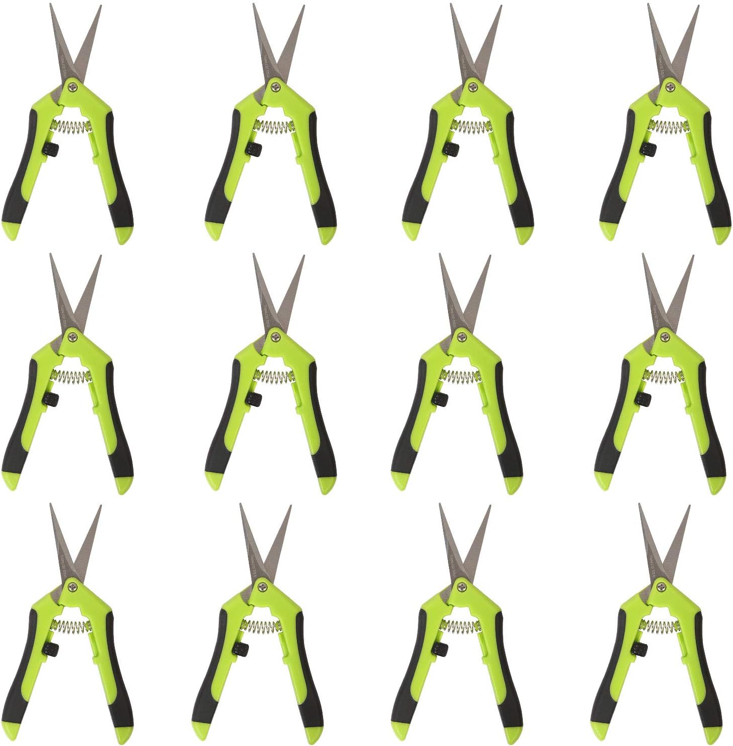 12 Pack 6.5 Inch Bud Trimming Scissors, Professional Stainless Steel Gardening Hand Pruners Micro-Tip Pruning Snips