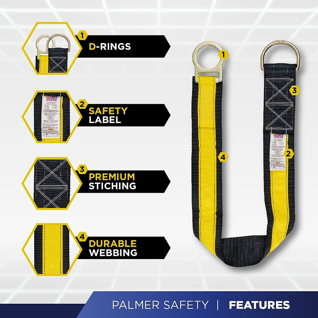 Palmer Safety Premium Fall Protection Roofing Bucket Kit I Full Body Safety Harness, 50' Vertical Rope, Anchor Set I