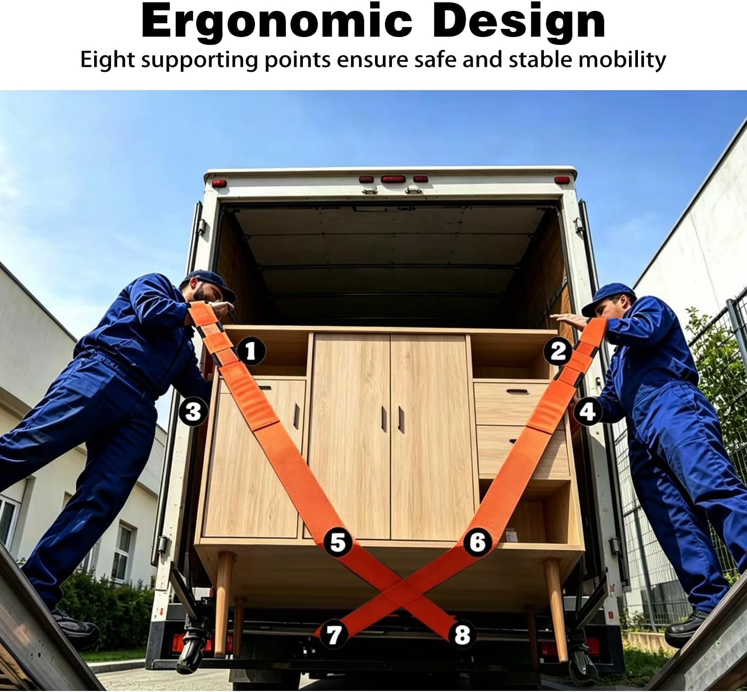 Moving Strap Kits for Lifting with Anti-Slip Sponge Pads, 2-Person Adjustable Lifting and Moving System with Cotton