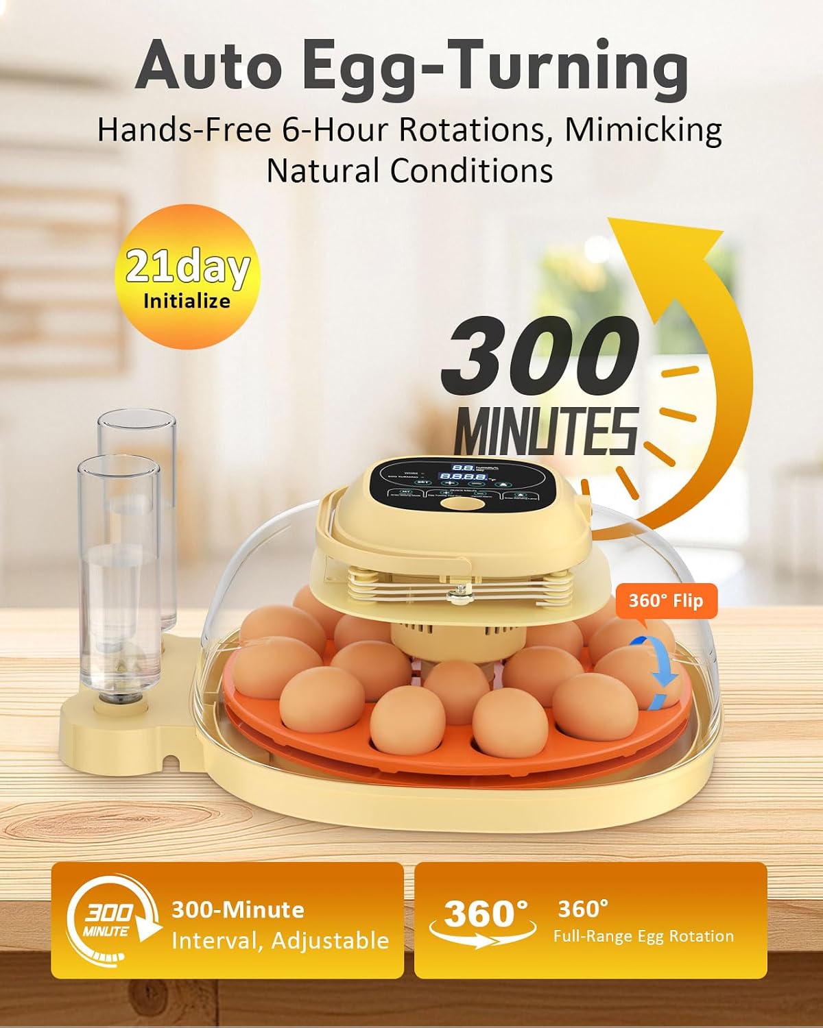 18 Egg Incubator for Hatching Eggs with Automatic Turning, Digital Temperature & Humidity Control, Built-in Egg