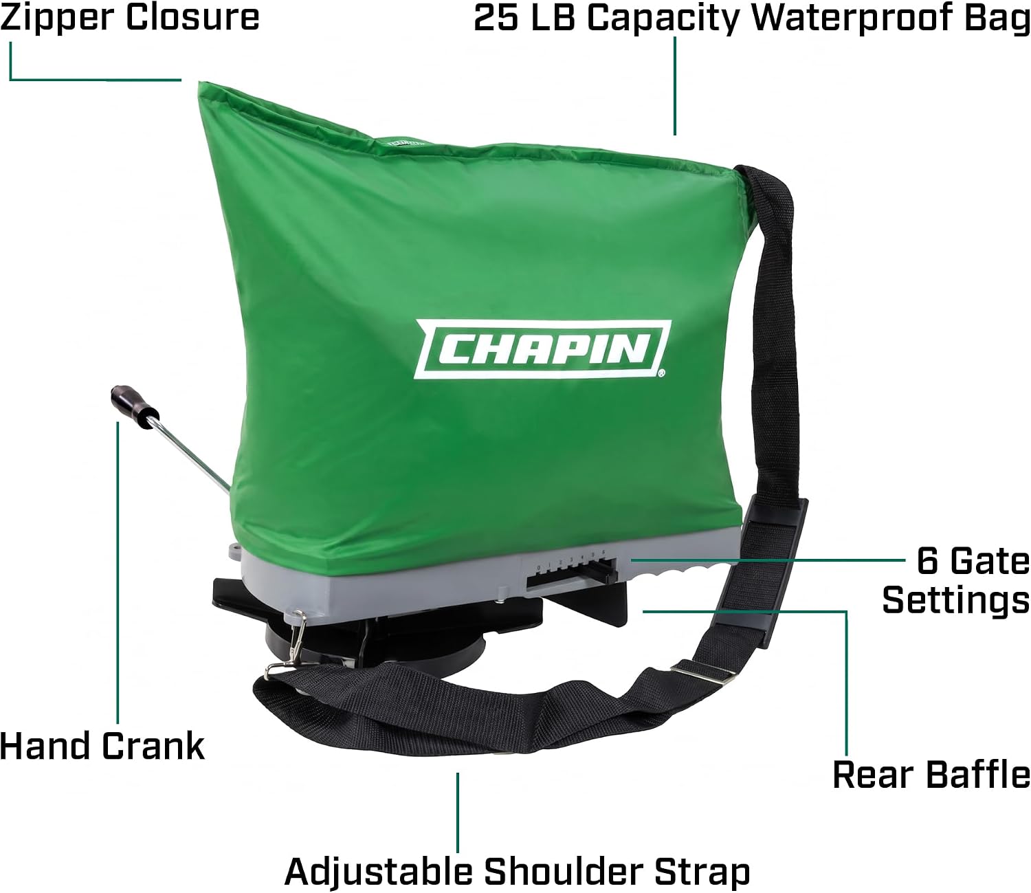 Chapin 25 lb Bag Seed Spreader, Waterproof Design for All-Weather Use | Heavy-duty zippered bag; protects contents