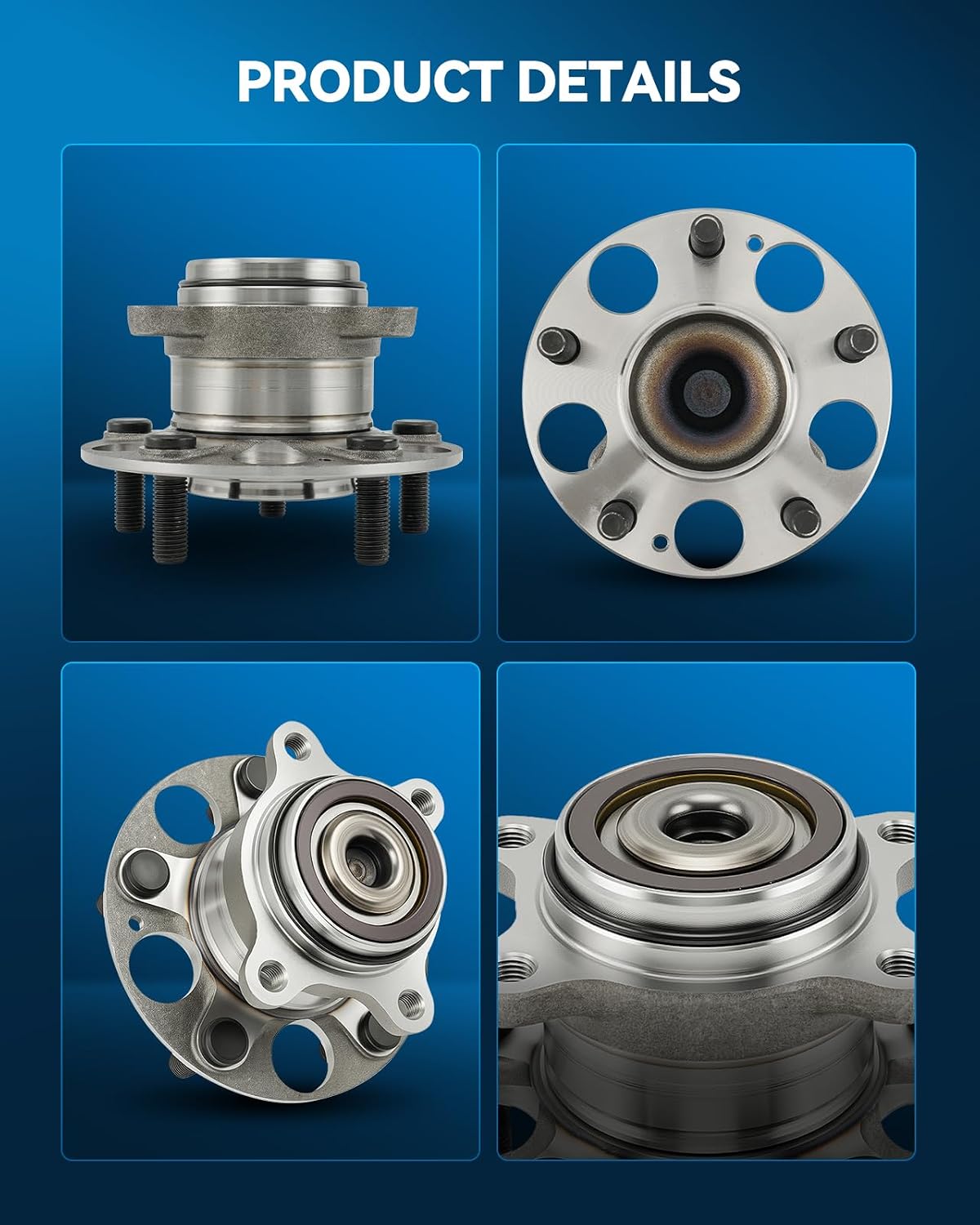 PHILTOP 512502 x2 Rear Wheel Bearing Hub Assembly for Honda Civic