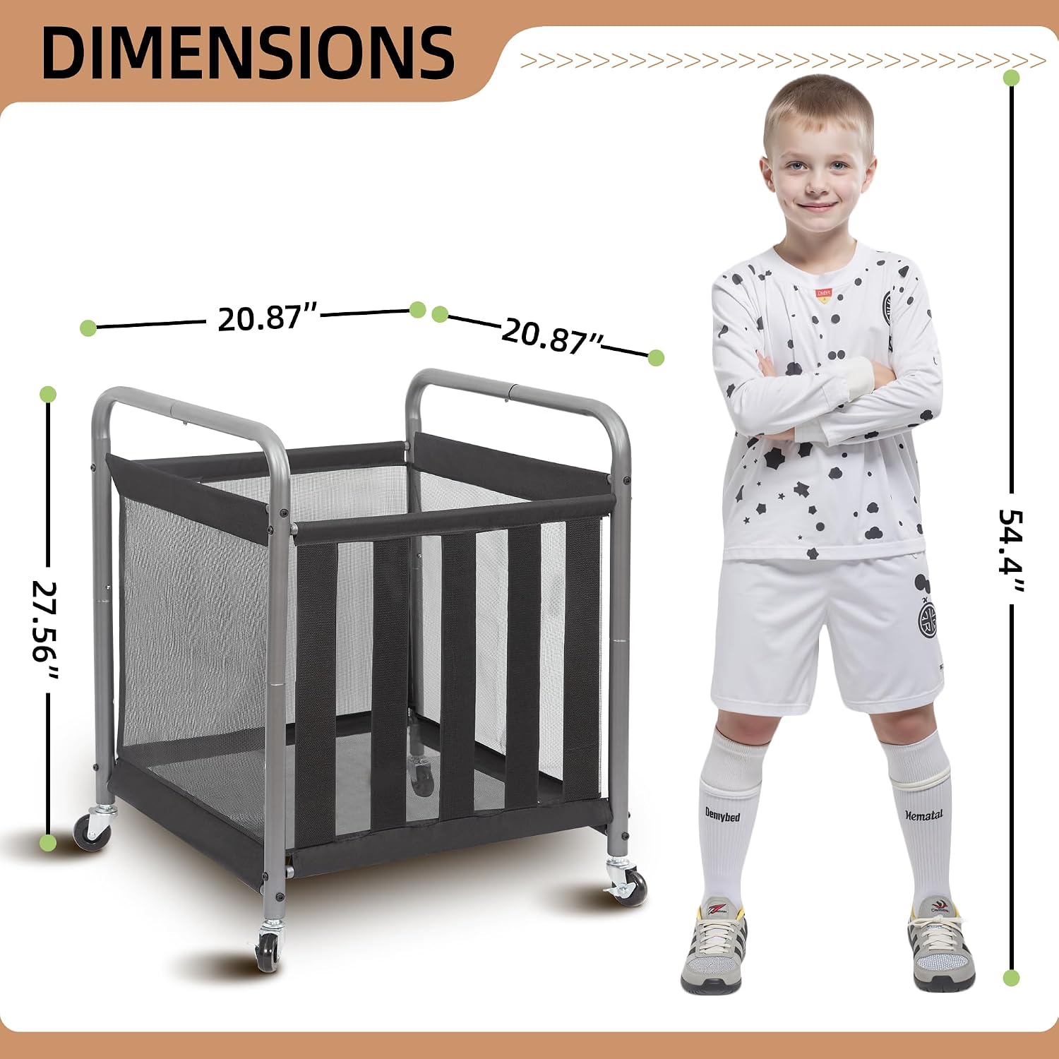 Ball Storage Bin Rolling Sports Ball Cart, Metal Garage Organizer Sport Rack Basketball Storage Cage for Garage or