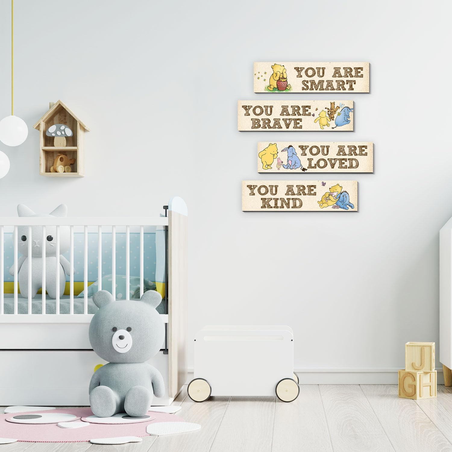 Winnie Room Decor- the Pooh Sign-Wooden Baby Stuff-Vintage Nursery Decor-4PCS Wall Decor Wall Art(Classic)-You Are