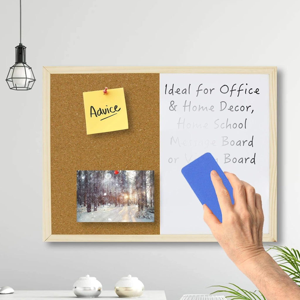 Dry Erase Cork Board 16.5"x12.6", Notice Pin Board, Memo Board, Vision Board, Bulletin Board for Office, Classroom or